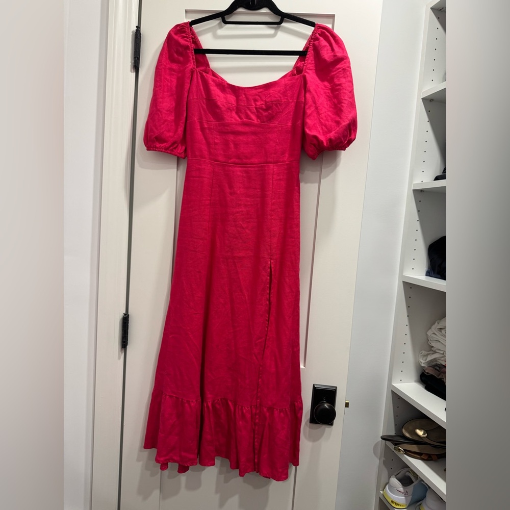 Reformation Belgium Linen Hot Pink Dress!